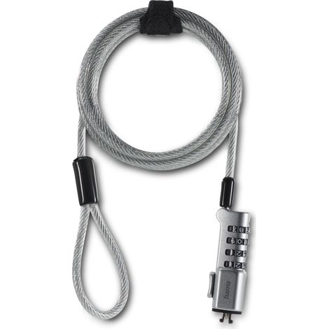 ANTIVOL POUR PC PORTABLE ''NANO'', CADENAS À COMBINAISON À 4 CHIFFRES, ACIER HAMA (1/5)