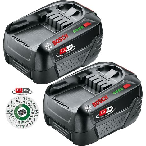Bosch Green 18v PBA 18v 4.0Ah W-A Lithium Battery Power For All - Twin Pack