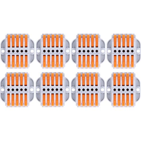 8 pièces bornes à levier pour connexion rapide de fils électriques, kit de raccordement 223-5P (1/5)