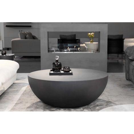 Table basse en béton GFRC – Résistante aux intempéries – Dimensions 87 x 87 x 35.6 cm – Design naturel inspiré des plages d’Ikaria – Elementi (1/3)