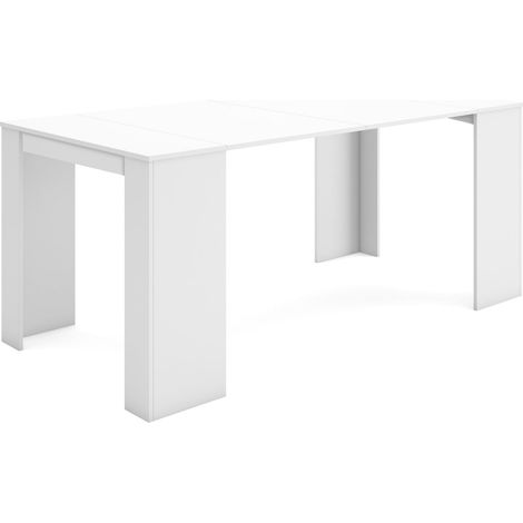 Table Console Extensible Console Meuble 180 pour 8 Personnes Table à Manger Style Moderne Blanc (1/5)