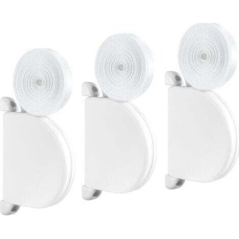 3 Pcs Enrouleur de sangle pour volet roulant, espacement des trous de vis 145 mm, Système Mini, avec sangle incluse de 14 mm x 5 m, Blanc (1/5)