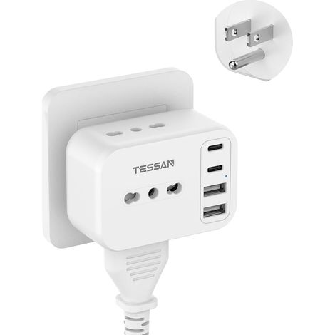 Adaptateur Prise Américaine avec 2 USB A et 2 USB C prise USA Type B (1/5)