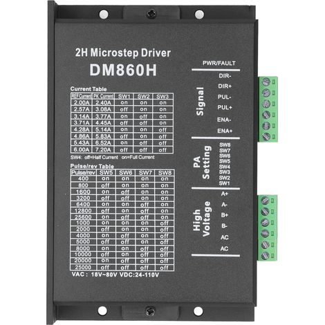 Module de pilotage moteur pas à pas 2 phases, régulateur PWM DM860H avec boîtier métallique, compatible moteurs 57 et 86. (1/5)