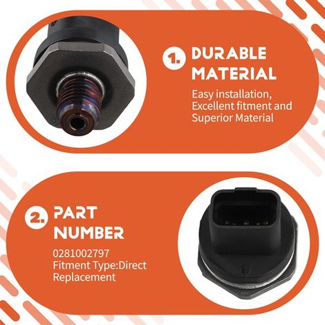 1 schwarzer Kraftstoffverteilerrohr-Drucksensor aus Kunststoff, Druckbegrenzungsventil, Kraftstoffverteilerrohrsensor, Öl (1/4)