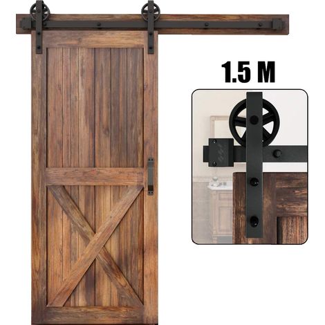 Axhup – Kit de rail pour porte coulissante noir 150 cm – Acier au carbone avec traitement pulvérisation – Capacité 100 kg – Installation facile