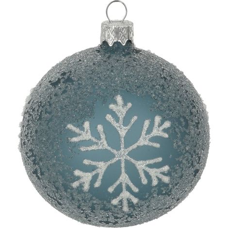 Palline per albero di Natale in vetro decorate da Ø10 cm con fiocchi di neve (1/3)