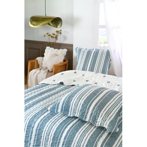 Boutis ALBANE – 240 x 220 cm – 100% polyester – Bleu - 220x240cm - Bleu (1/3)