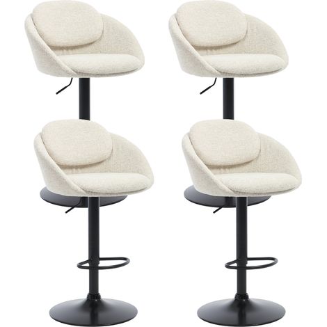 Wahson 4Pcs Bar Stools Chenille, Swivel Counter Chairs Adjustable Height Pub Chair with Backrest and Footrest for Home Kitchen, Beige (1/5)