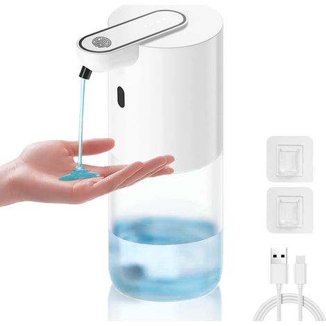 Vollautomatischer Flüssigseifenspender, 40 ml, wandmontierter Seifenspender, berührungsloser Untertassen-Seifenautomat, wasserdichte Pumpe, für Badezimmer und Küche, Weiß (1/5)