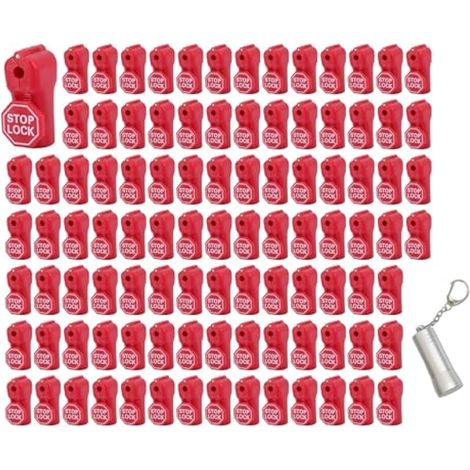 100 cerraduras rojas de plastique antirrobo, 6 mm de diámetro (avec clé de déverrouillage) (1/5)