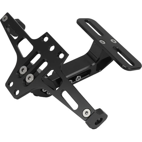 Support de plaque d'immatriculation moto en alliage d'aluminium CNC, universel et réglable, noir (1/5)
