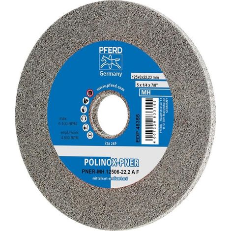 PFERD TOOLS POLINOX verpresstes Vlies-Rad PNER Ø 125x6 mm Bohrung-Ø 22,23 mm Mittelhart A Fein für Finish 5 Stk (1/5)