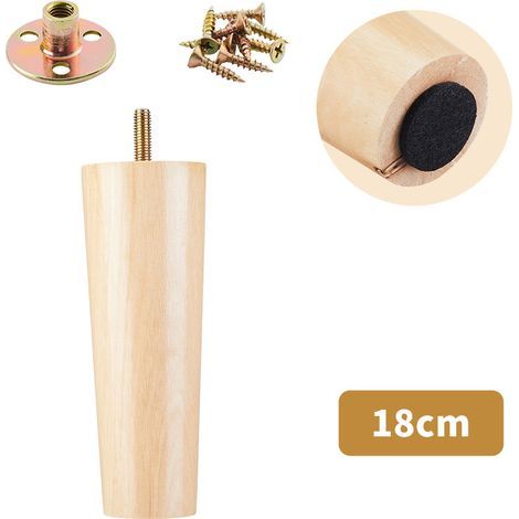 Set di 4 piedi per divano in legno massiccio, adatti per mobile TV, tavolino da caffè, scarpiera, mobile da bagno (18 cm) (1/3)