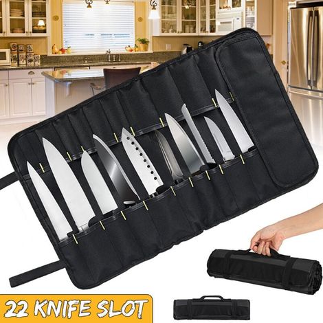 Sac en Rouleau à Couteaux de Chef, Sac De Rangement Portable pour Couteaux de Cuisine, Fourre-Tout avec Bandoulière (1/4)