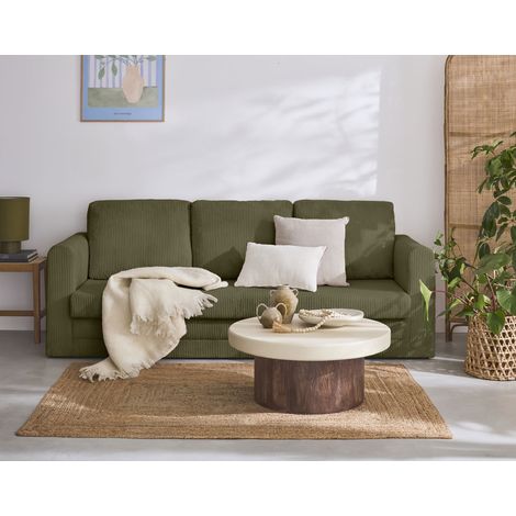 Marilia - 3-sizter sofa - schlaffunktion déplimousse - aus cordstoff - grün