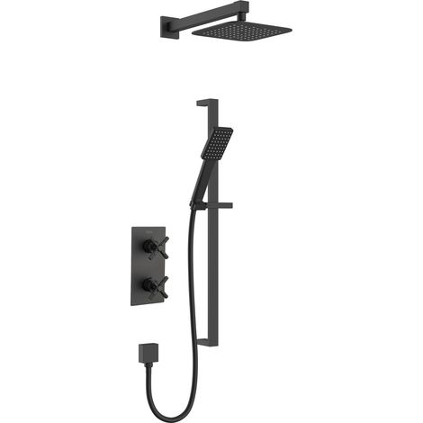 Bristan Cruzar Concealed Shower with Fixed Head and Flexible Riser Kit Black