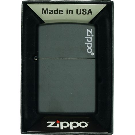 ZIPPO Feuerzeug mit schwarzem, mattem Logo 60001203