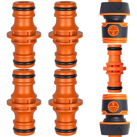4 Pièces Raccord Tuyau, Connecteur Double Mâle ABS, Pour Irrigation Jardin Et Lavage Voiture (1/5)