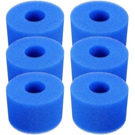Cartouche de filtre de piscine,Lot de 6 cartouches de filtre de piscine réutilisables et lavables en mousse pour jacuzzi type S1 (bleu) (1/4)
