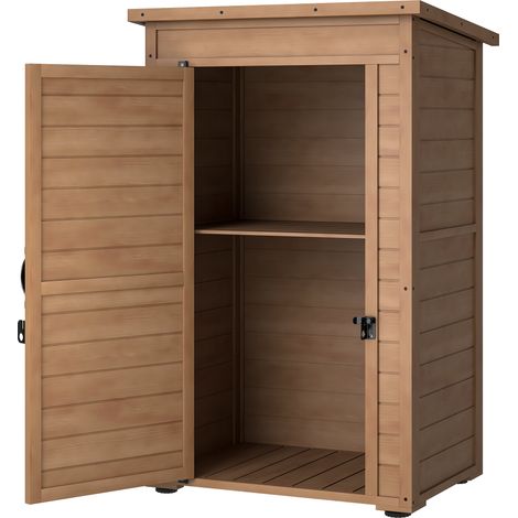 Armoire de jardin en bois avec étagère réglable et loquet, 75 x 56 x 117 cm, marron