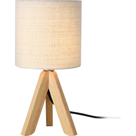Tischleuchte Koblenz E14 Max. 40W mit Holzfüßen Beige lux.pro