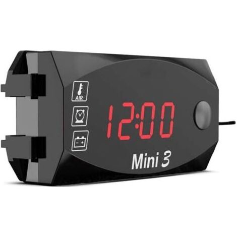 Horloge numérique 12V pour moto, voltmètre, thermomètre 3 en 1, accessoire de refit électronique, rouge haute précision, 1 pièce (1/5)