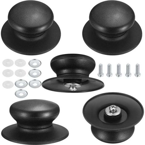 Set of 5 universal pot lid knobs, cookware knobs, heat-resistant lid knobs for pot lids, lifting handles, set of parts (1/4)