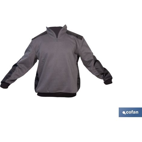 Sweat-shirt Ranger 280 g/m² gris-noir, 65 % coton, anti-boulochage et renforts aux épaules. (1/4)