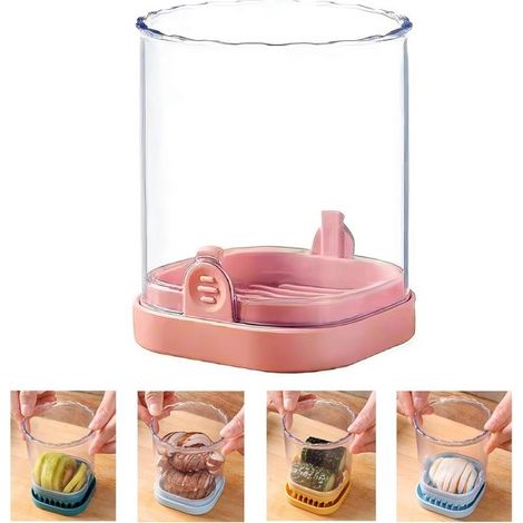 Rallador, Picador de verduras, Picador de frutas, Picador, Cortador, Acero inoxidable, Vaso de corte, Vaso recolector, Ralladores, Rosa, 1 pieza (1/5)