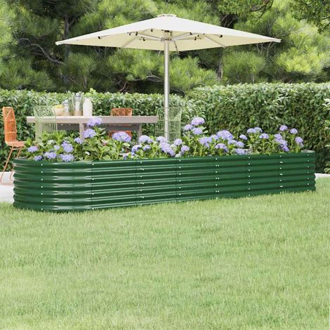 Lit surélevé de jardin-Jardinière surélevée-Bac de jardin surélevé Acier galvanisé 296x80x36 cm Vert (1/5)