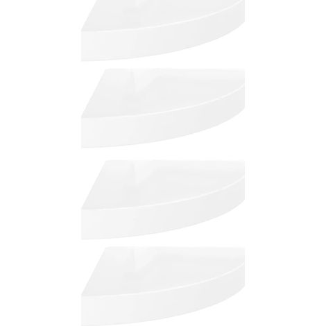 Étagères d'angle murale,Étagère flottantes 4 pièces Blanc brillant 25 x 25 x 3,8 cm MDF CFW12096 (1/5)