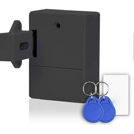 Serrure invisible à capteur intelligent, serrure de tiroir à carte RFID, serrure numérique dissimulée sans perçage pour armoire/penderie DIY B, noire. (1/5)