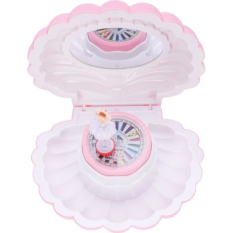 Boîte à bijoux musicale pour enfants, avec lumières colorées et miroir de maquillage, organisateur de bijoux musical rose pour filles (1/5)
