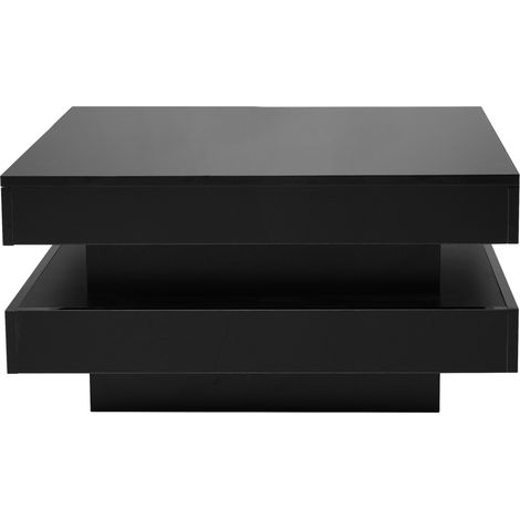 Table basse carrée noire avec éclairage LED multicolore contrôlé par Bluetooth, 70x70x36 cm, charge max. 45 kg (1/5)