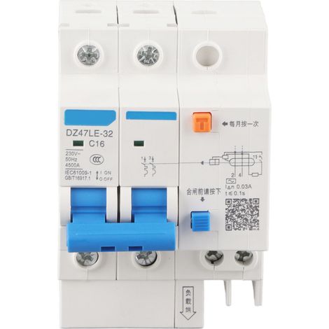 Disjoncteur différentiel 230 V/16 A DZ47LE 32 2P+2 C16 (1/5)