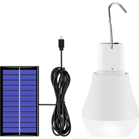 Ampoule solaire 130 lm, lampe LED portable à énergie solaire pour la randonnée, la pêche, le camping et l'éclairage de tente (1/2)