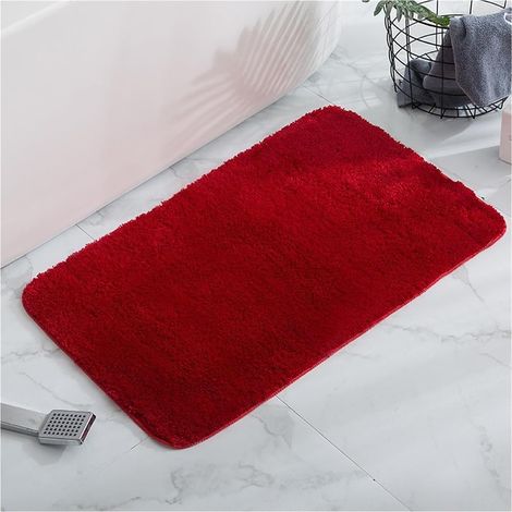 Tappetino da bagno, tappetino da bagno in morbida microfibra, tappeto da bagno soffice, super assorbente e, 60x90 cm), Tappetino antiscivolo per doccia esterna (rosso) (1/5)
