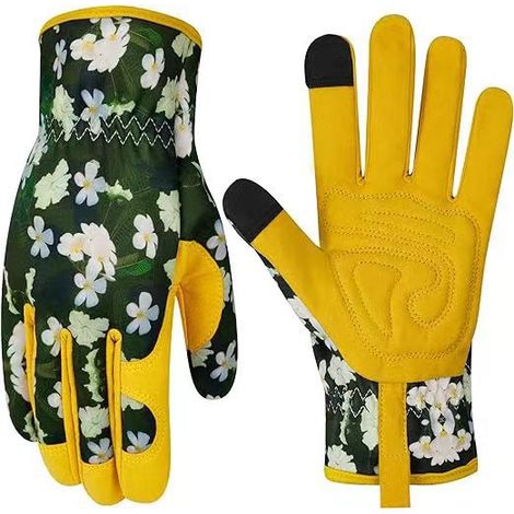 Gants imprimés, plantation forestière de jardin, désherbage, jardinage, gants de protection résistants à l'usure, vert et jaune (1/5)