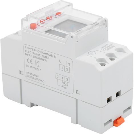 Minuterie programmable 24 h numérique/analogique avec écran LCD rétroéclairé, montage sur rail DIN TM928BK, 85-265 V, 30 A (1/5)