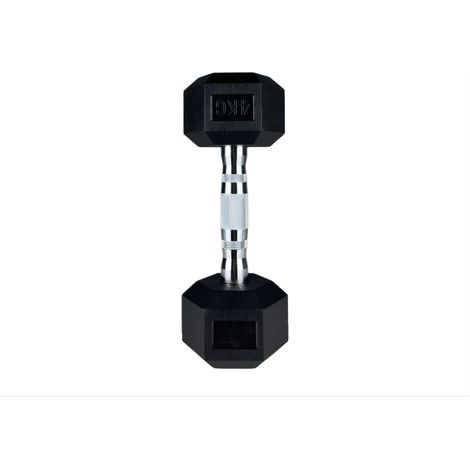 Haltère hexagonale de 4 kg pour musculation et entraînement fonctionnel, revêtement en caoutchouc antidérapant, noire