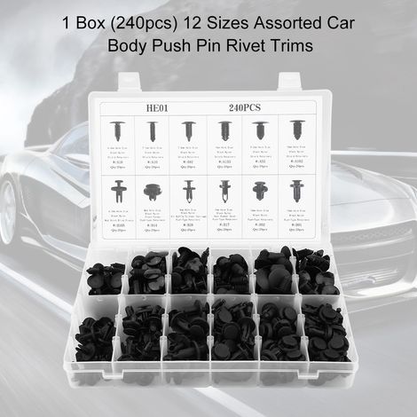 240pcs 12 tailles clips de fixation carrosserie rivets pare-chocs agrafes pour Honda Toyota Ford (1/5)