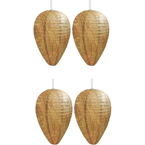 Quatre nids de guêpes en papier, appâts suspendus, nids de guêpes simulés, adaptés aux guêpes, aux frelons et aux guêpes jaunes.