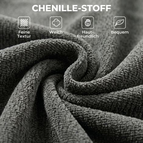 Fauteuil de sol sans pieds 2-en-1, coussin gonflable en chenille, dossier rembourré épais, convertible en lit, gris, pliable, confortable, pour salon et chambre. (1/5)