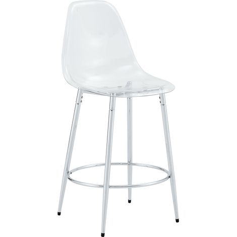 Set de bar con mesa alta de cristal de 89 cm y 4 taburetes transparentes HOMVRA (1/5)