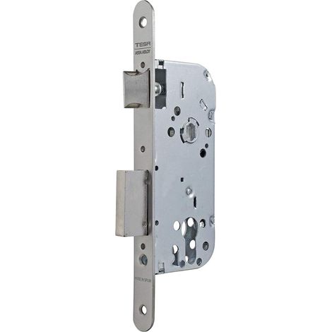 Serrure à mortaiser pour portes en bois avec cylindre inoxydable Entrée 40 mm/avant rond 130 (1/3)