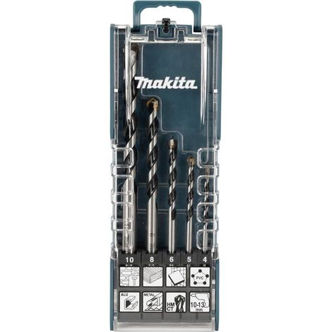 Makita – Foret à métaux pour perceuse – Jeu de 5 pièces E14255 – Carbure de tungstène – Diamètres 4 à 10 mm – Mandrin à serrage rapide (1/2)