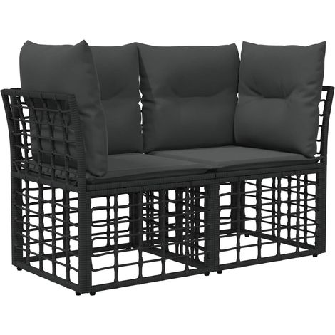 Maison Exclusive - Outdoor-Sofagarnitur 11 pcs Schwarz und Dunkel