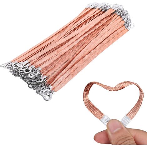 Tresse de Masse pour Le Moteur, Auto Tresse de Masse, Masse Cuivre Câble avec Cosses d'extrémités de câble en cuivre Longueur 200 mm, 20pièces (1/5)