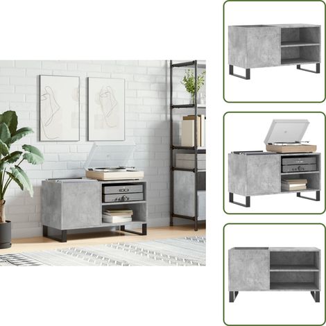 Plattenschrank Betongrau 85x38x48 cm Holzwerkstoff - Plattenspeicher - Schallplattenregal - Vinylregale - Wohnzimmermöbel - Industrielles Design (1/5)